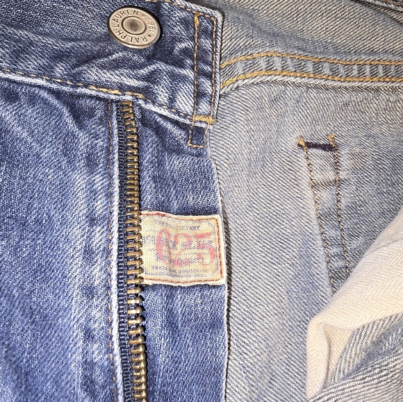 Polo Ralph Lauren Vintage Striaght Leg Denim Distressed Blue Jeans 35x32 35 X 32 - Picture 5 of 12
